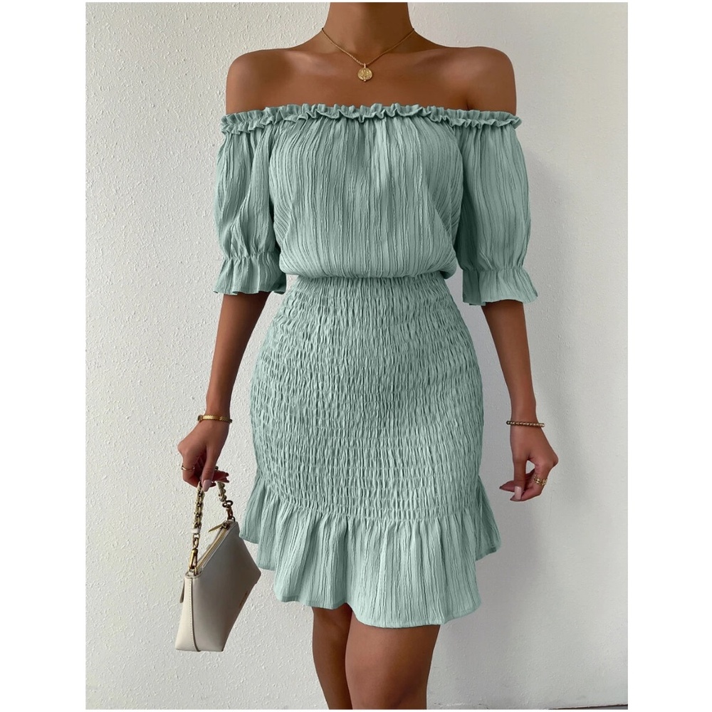Boho Off shoulder Ruffle Dress - Picture 1 of 10